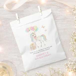 Magical Watercolor Unicorn Any Age Birthday Favour Bag