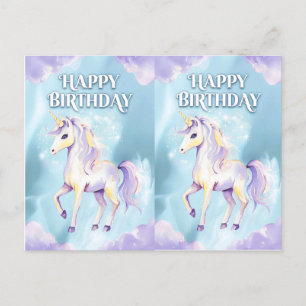 Magical Watercolor Unicorn Birthday Card Design