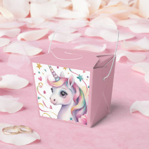 Magical Watercolor Unicorn Girl Birthday Party Favor Box