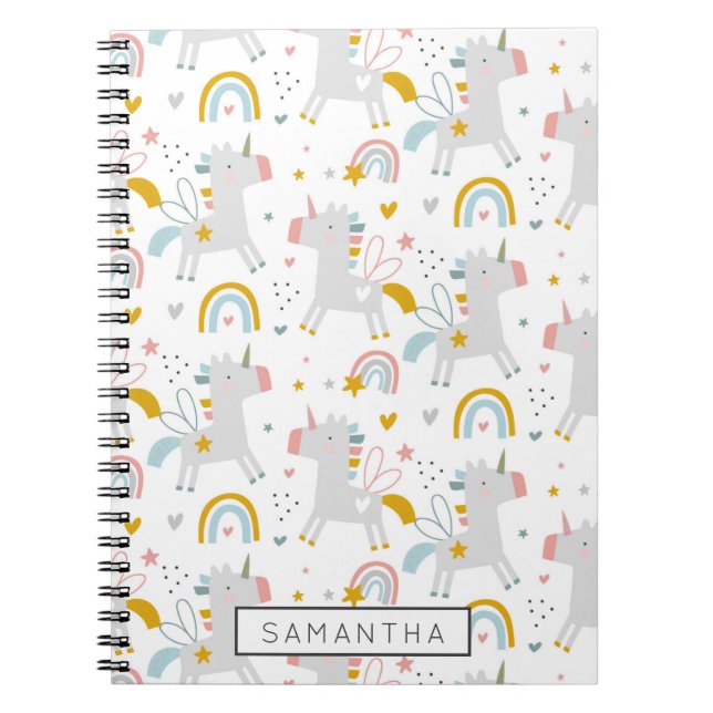 Magical Watercolor Unicorn & Rainbow  Notebook (Front)