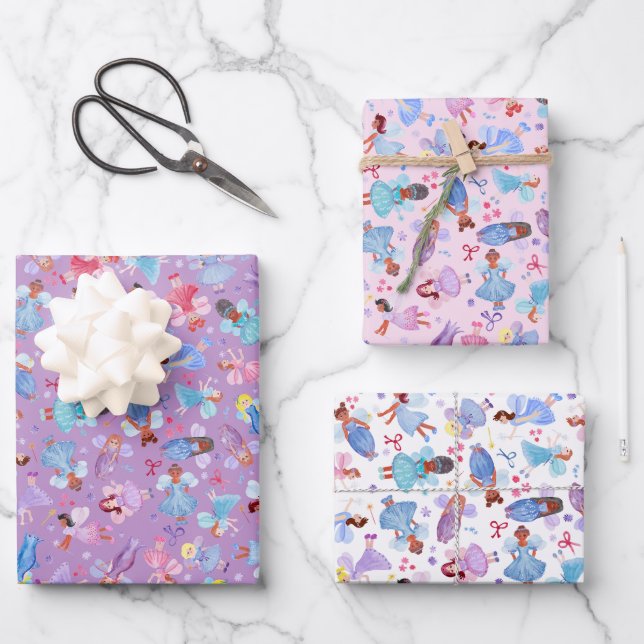 Magical Watercoloured Fairies  Wrapping Paper Sheet (Front)