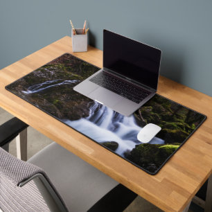 Magical waterfall in gorge Hell Desk Mat