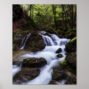 Magical waterfall in gorge Hell Poster