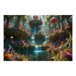 Magical Waterfall Landscape Poster