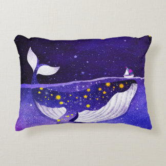 Magical Whale: Dark Ocean Night Accent Pillow