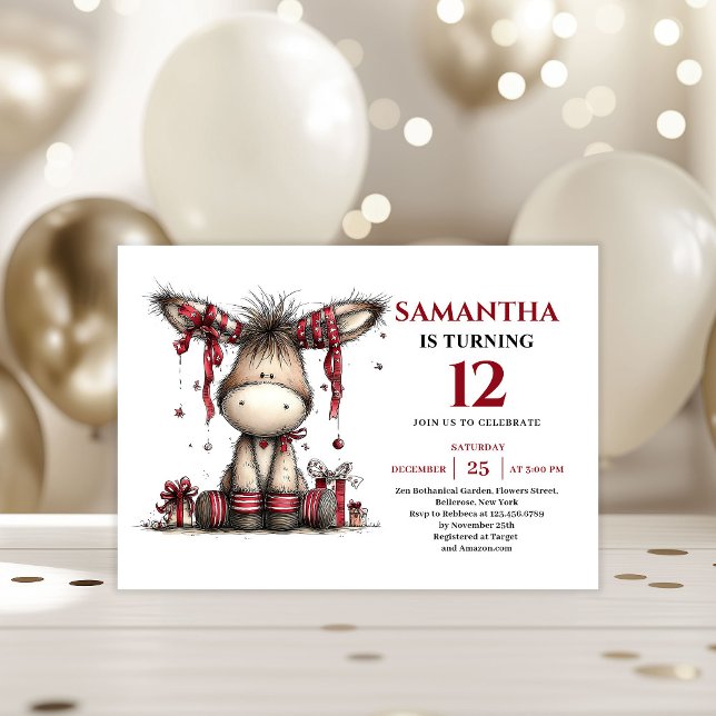 Magical whimsical animals donkey kids birthday invitation (Magical whimsical animals look kids birthday invitation

)
