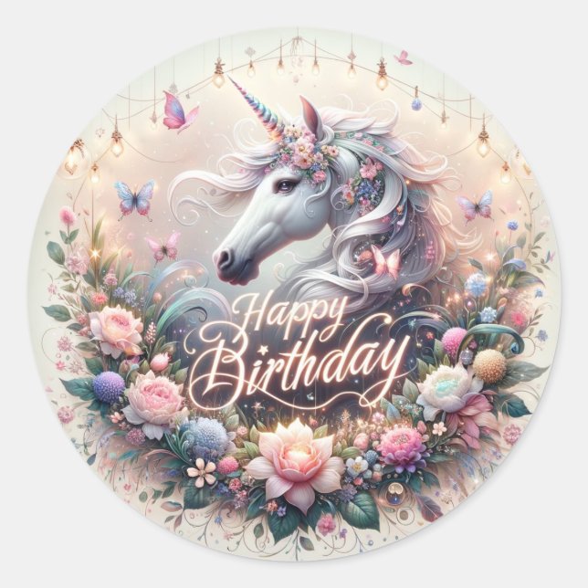 Magical Whimsy: Unicorn Birthday Bash Stickers (Front)