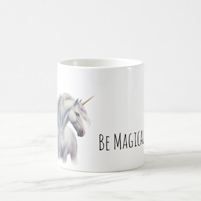 Magical White Gold Horn Unicorn  Coffee Mug (Center)