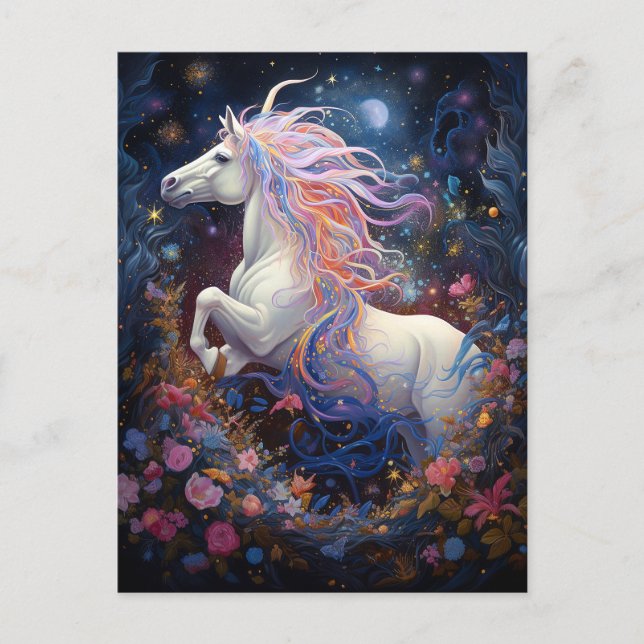 Magical White Horse Fantasy Art Postcard (Front)