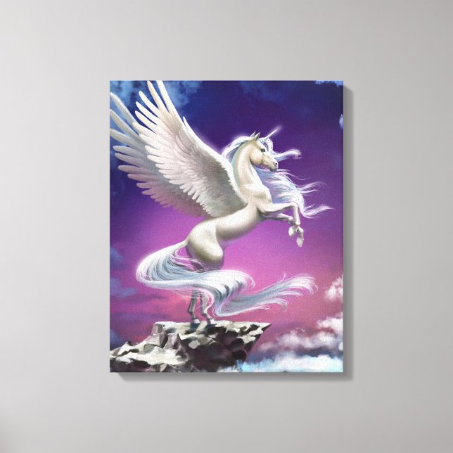 Magical White Unicorn Fantasy Canvas Print (Front)