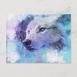 Magical White Wolf Spirit Animal Painting Postcard