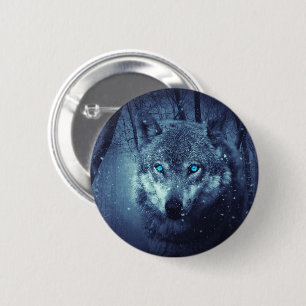 Magical Wild Wolf with Amazing Blue Eyes 2 Inch Round Button