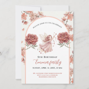 Magical wildflower Fairy Garden 5th birthday Invitation