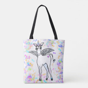 Magical winged Unicorn with colourful bubbles Tote Bag