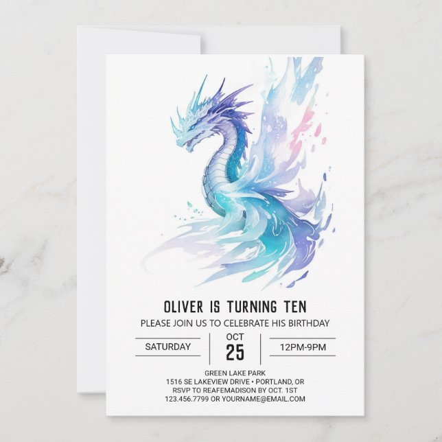 Magical Wings and Scales Birthday Invitation (Front)