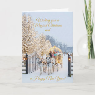 Magical Winter Carriage Ride Christmas Photo Card