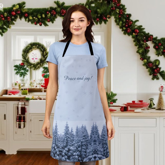 Magical winter forest -  blue, custom  apron (Creator Uploaded)