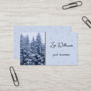Magical winter forest - blue, custom business card