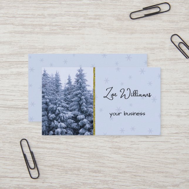 Magical winter forest - blue, custom  business card (Front/Back In Situ)