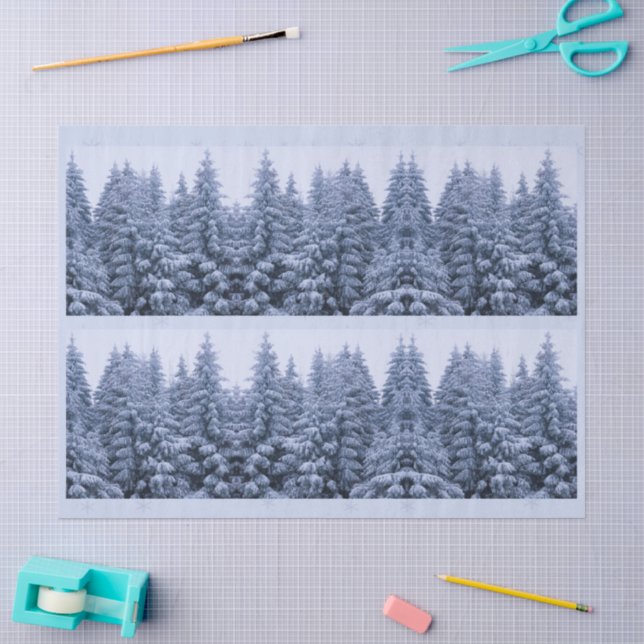 Magical winter forest - blue, tissue paper (Craft)