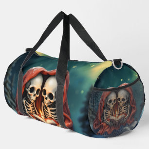 Magical winter moments, two skeletons duffle bag