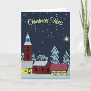 Magical winter night village, Christmas vibes Holiday Card