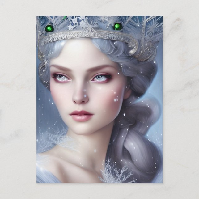 Magical Winter Queen Portrait  Postcard (Front)