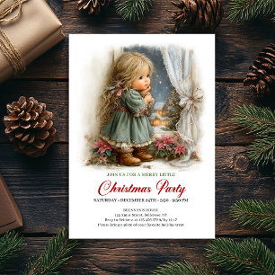 Magical Winter Scene Girl Festive Holiday Invite
