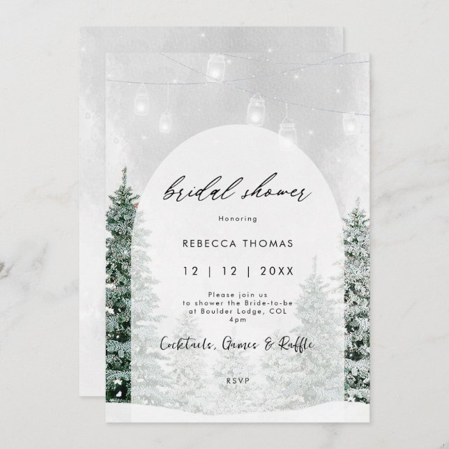 magical winter snow bridal shower Invitation (Front/Back)