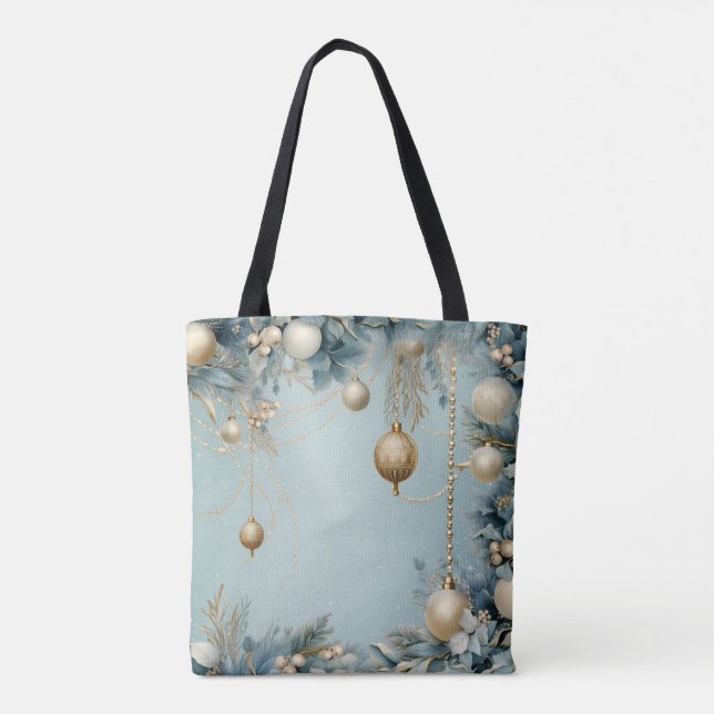 Magical Winter Snow Ornament Tote Bag (Back)