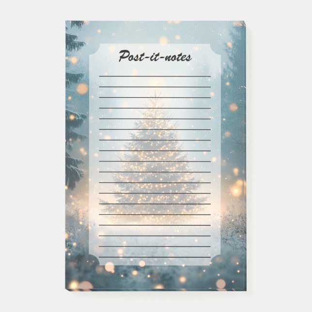 Magical Winter Snowy Forest Christmas Tree Post-it Notes (Front)