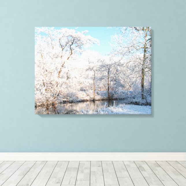 Magical Winter Wonderland Scenery Canvas Print (Insitu(Wood Floor))