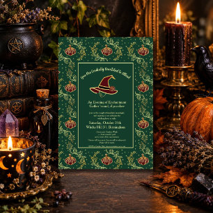 Magical Witch and Pumpkin Halloween Card