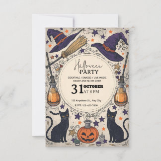 Magical Witch Halloween Party Invitation –Editable