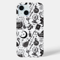 Magical Witch Whimsical Wiccan Pagan Black & White