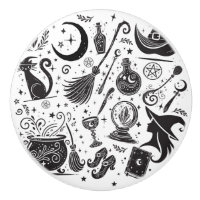 Magical Witch Whimsical Wiccan Pagan Black & White