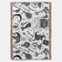 Magical Witch Whimsical Wiccan Pagan Black & White
