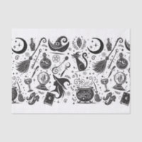 Magical Witch Whimsical Wiccan Pagan Black & White