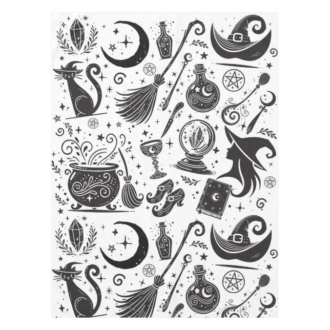 Magical Witch Whimsical Wiccan Pagan Party Tablecloth (Front)