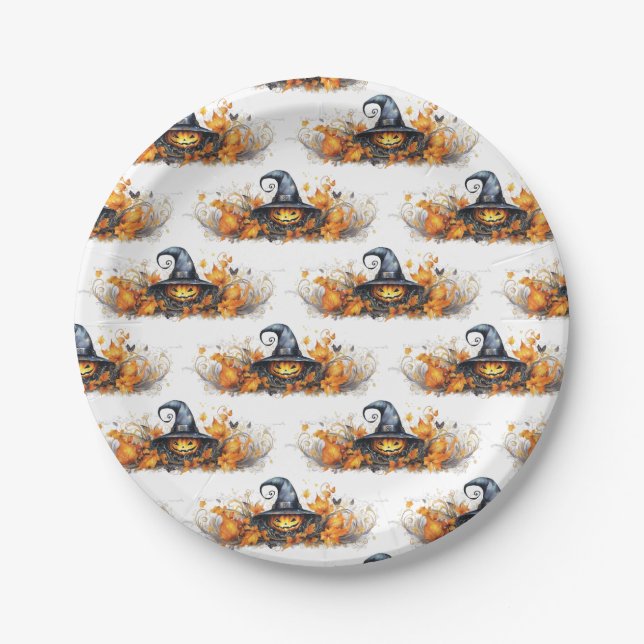 Magical Witches and Wizards Halloween Party  Paper Plate (Front)