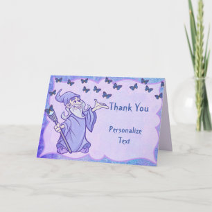 Magical Wizard & Butterflies Thank You Personalize Card