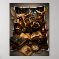 Magical Wizard Cat 3D Pop-Out Fantasy Wall Art 