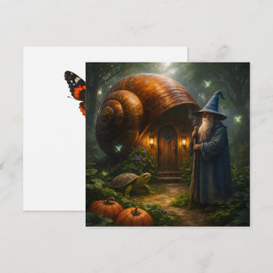 Magical wizard graduation whimsical snail house ac card