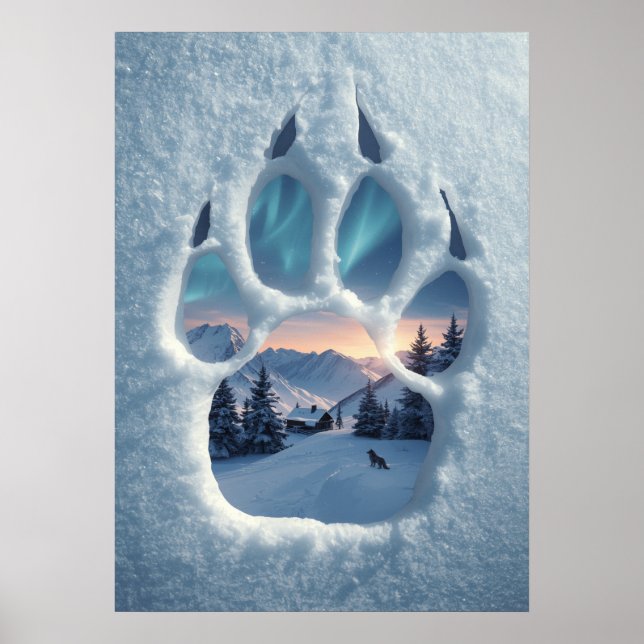 Magical Wolf Paw Print Winter Landscape (Front)