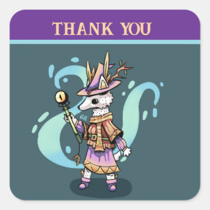 Magical wolf, Thank You Square Sticker