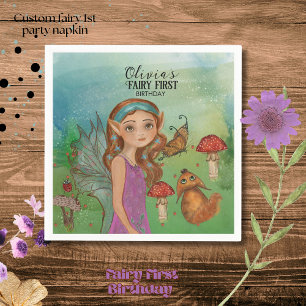 Magical Woodland Fairy First Birthday Napkins 