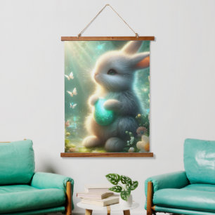 Magical Woodland Forest Bunny Egg Hanging Tapestry