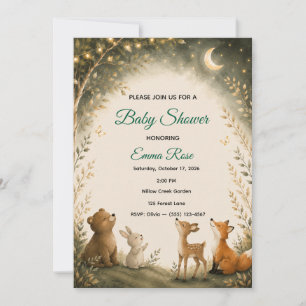 Magical Woodland Night Baby Shower Invitation