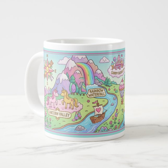 Magical World Map Kids Custom Name Mug (Front Left)