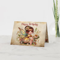 Magical Yellow and Gold Fairy Happy Birthday